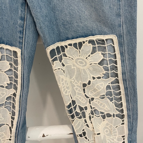 Carmar Vintage Cut Out Distressed Floral Lace High Waisted Jeans / NWOT - Picture 11 of 11